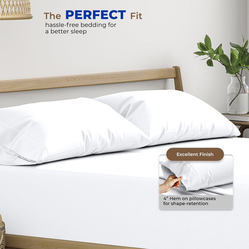 THREAD SPREAD 100% Egyptian Cotton Pillow Cases King - 1000 Thread Count White King Pillow Cases Set of 2, Soft Cooling & Breathable Extra Long Staple Sateen Weave Cotton Pillowcases for King Pillows - Image 4